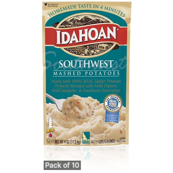 Idahoan Mashed Potatoes Seasoned with Hidden Valley Ranch 4 oz. (Pack of 10)