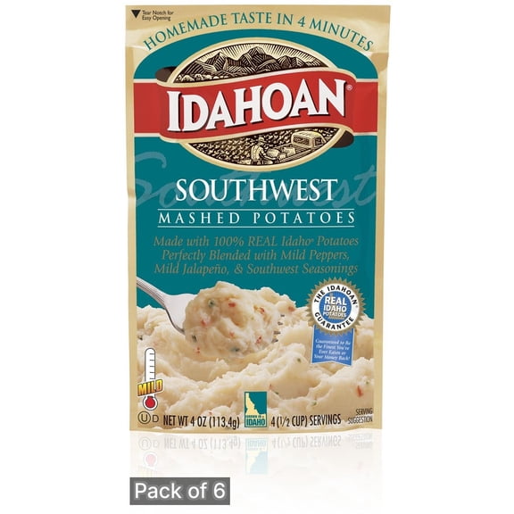 Idahoan Mashed Potatoes Seasoned with Hidden Valley Ranch 4 oz. (Pack of 6)