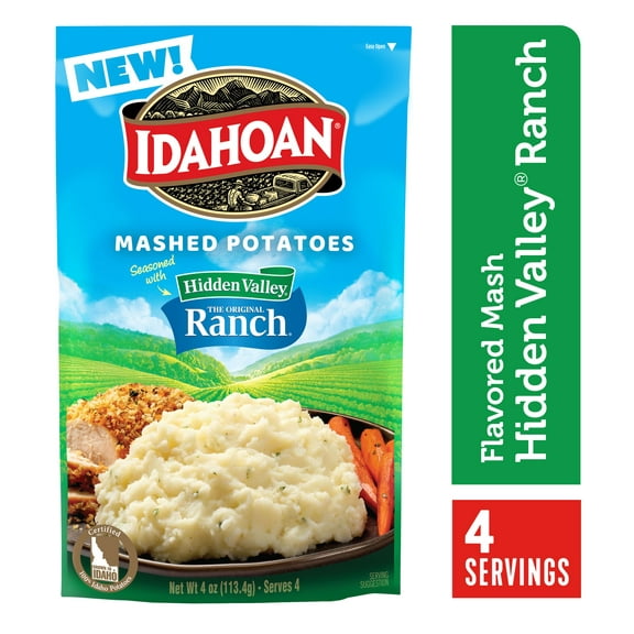 Idahoan Mashed Potatoes Seasoned with Hidden Valley Original Ranch Side Dish, 4 oz