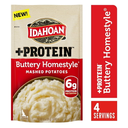 Idahoan Idahoan Buttery Homestyle + Protein Mashed Potatoes, 4 servings