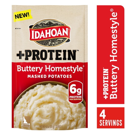 Idahoan Buttery Homestyle + Protein Mashed Potatoes, 4 servings