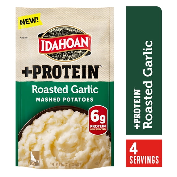 Idahoan Roasted Garlic +Protein Mashed Potatoes, 4 servings