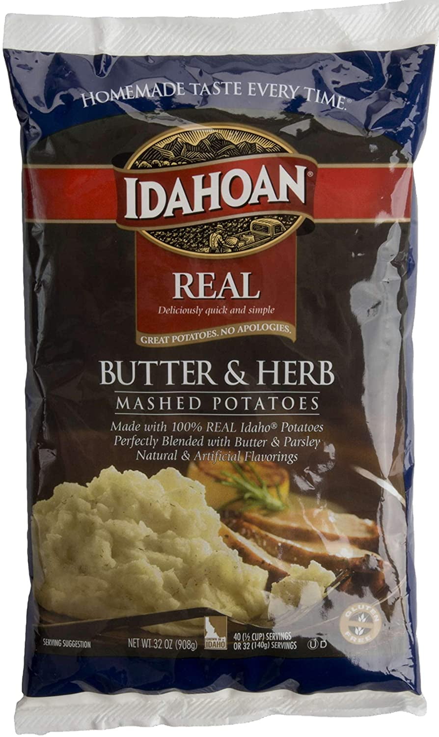 Idahoan Real Butter and Herb Mash Potatoes, 32 Ounce -- 8 per case.