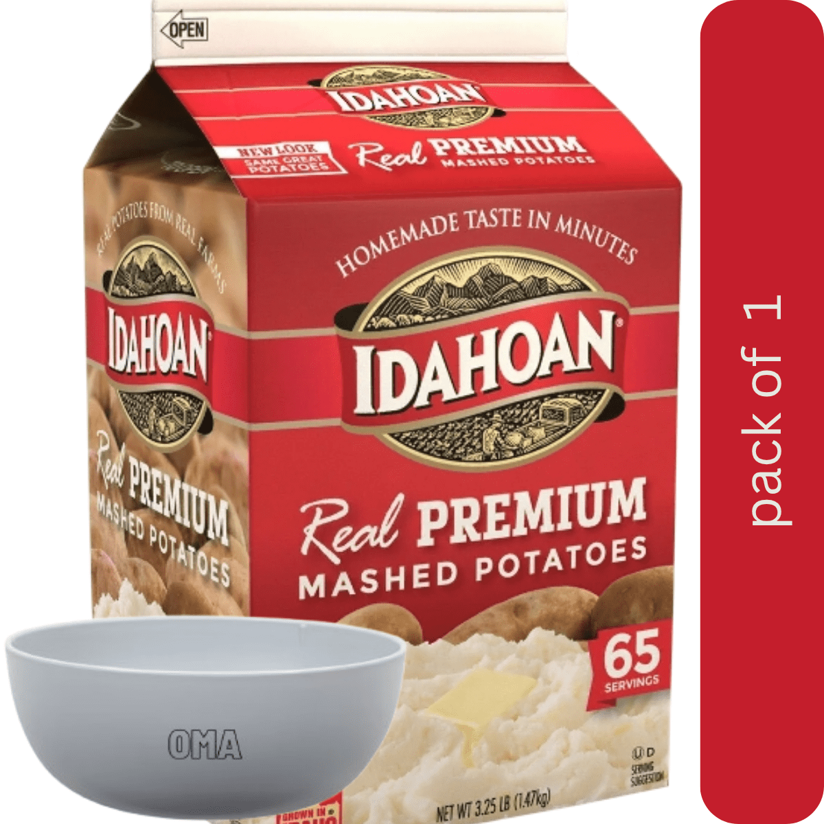 Idahoan Real Premium Mashed Potatoes, 3.25 lbs with bowl by OMA