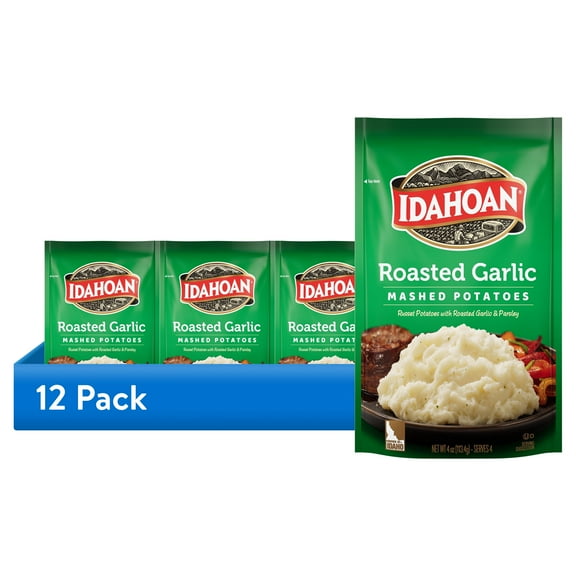 (12 pack) Idahoan Roasted Garlic Mashed Potatoes, 4 oz Pouch