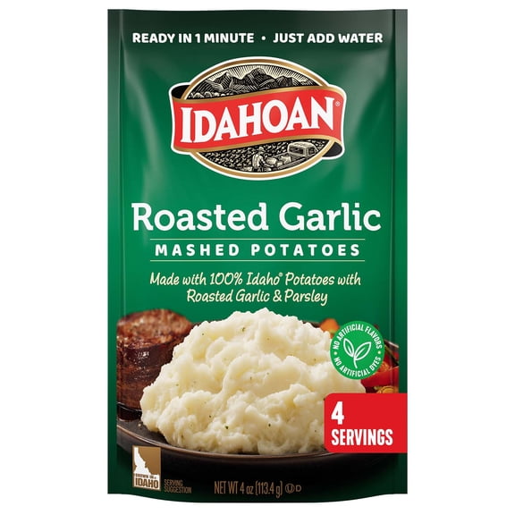 Idahoan Roasted Garlic Mashed Potatoes, 4 oz Pouch