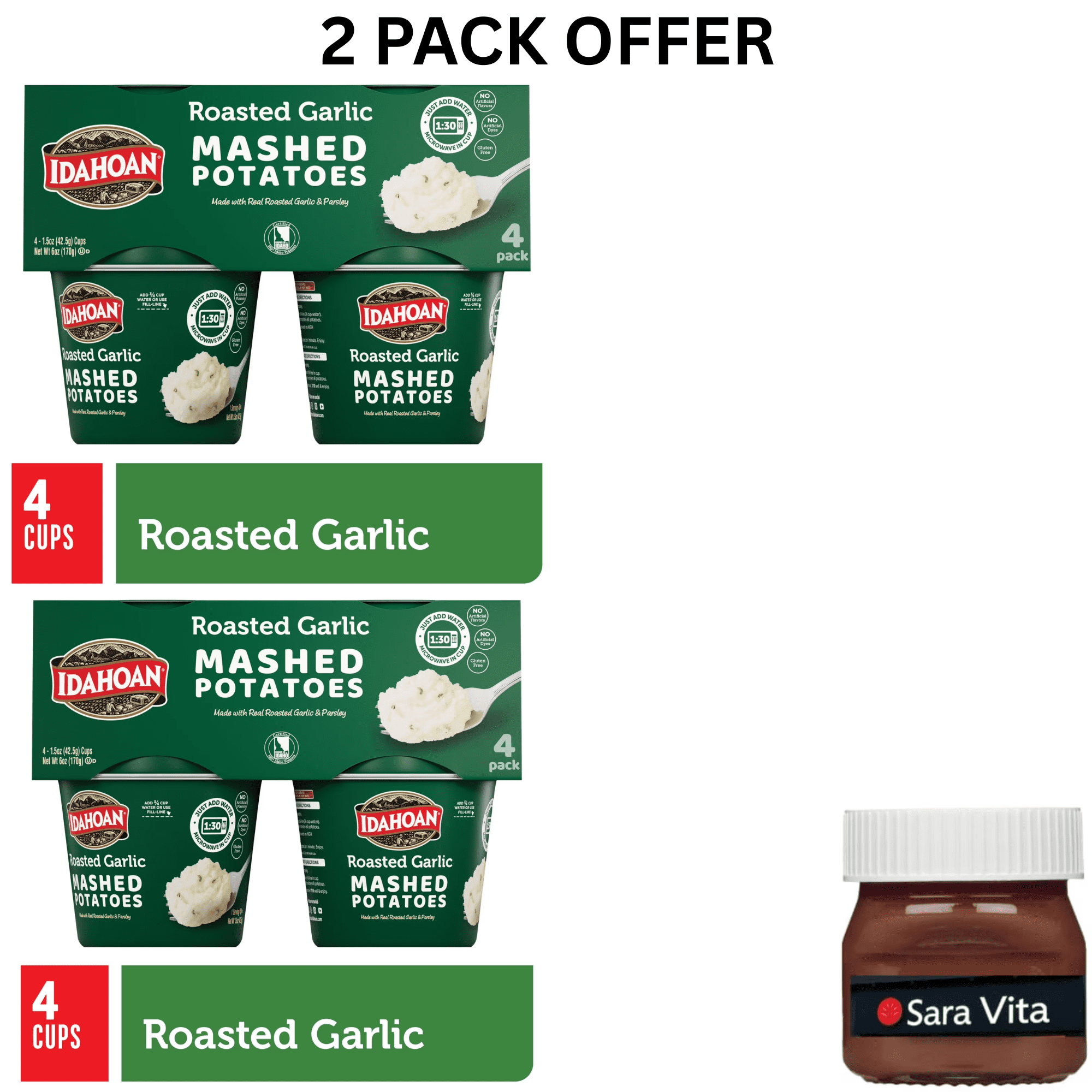 Idahoan Roasted Garlic Mashed Potatoes Cups, 1.5 oz