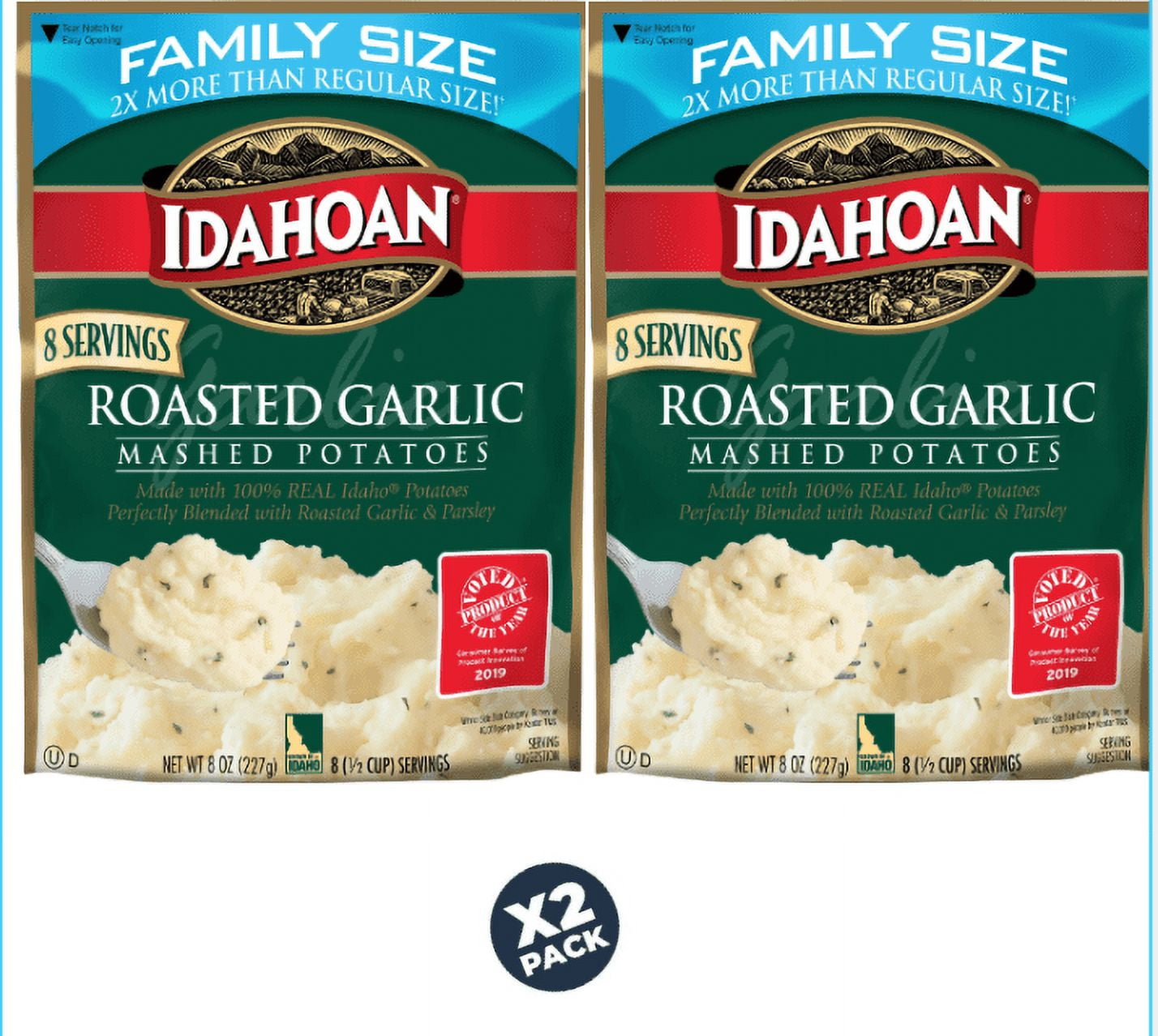 Idahoan Roasted Garlic Mashed Potatoes Family Size, 8 oz Pouch pack of