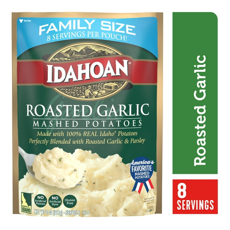 Idahoan Roasted Garlic Mashed Potatoes Family size, 8 oz (Pack of 8)