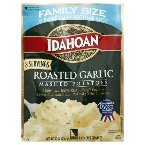 Idahoan Roasted Garlic Mashed Potatoes - Family Size (Pack of 4)