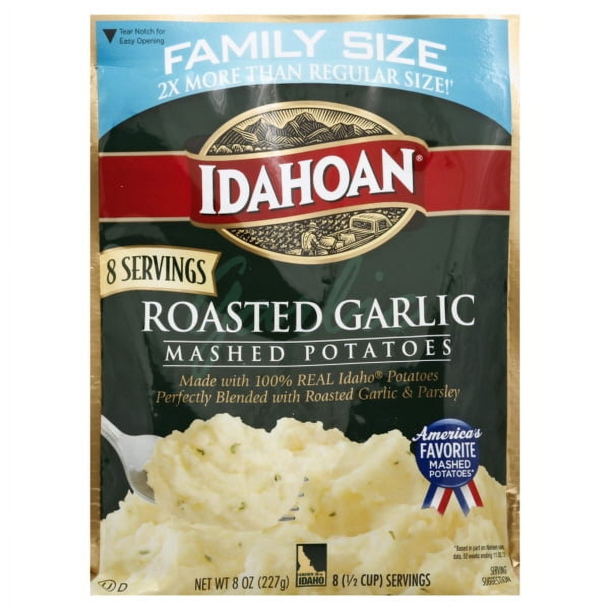 Idahoan Roasted Garlic Mashed Potatoes - Family Size (Pack of 6)