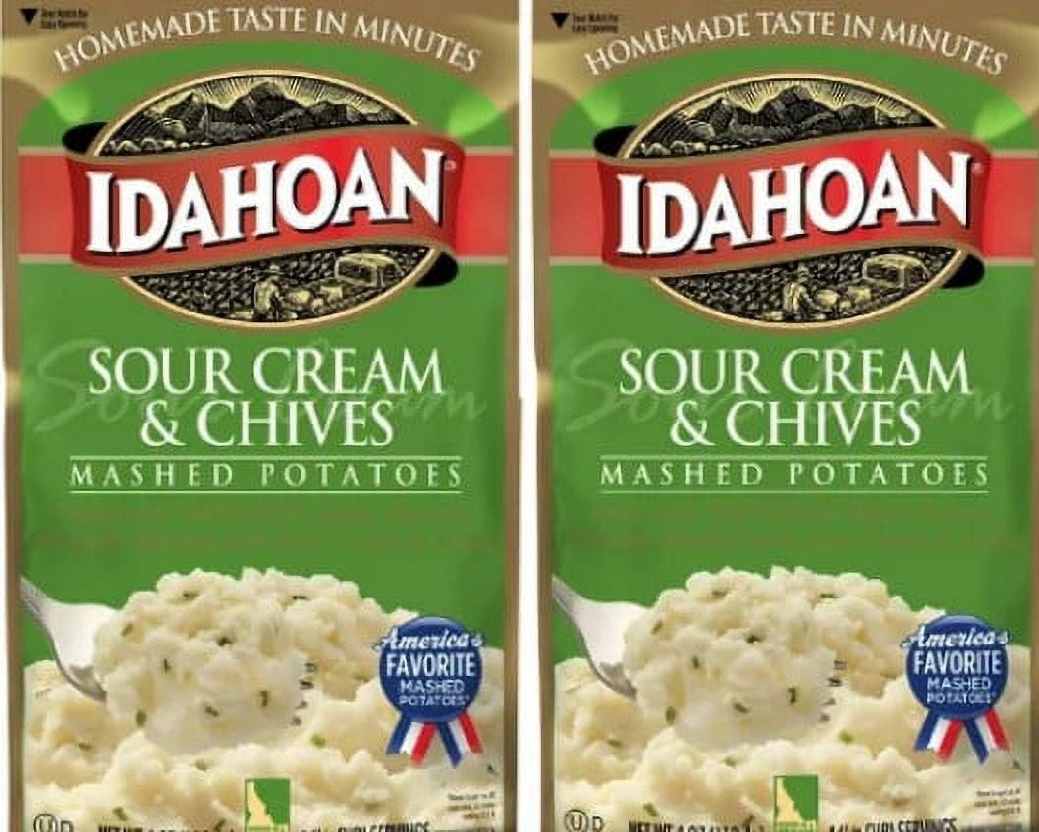 Idahoan Sour Cream & Chives Mashed Potatoes, 4 oz pack of 2