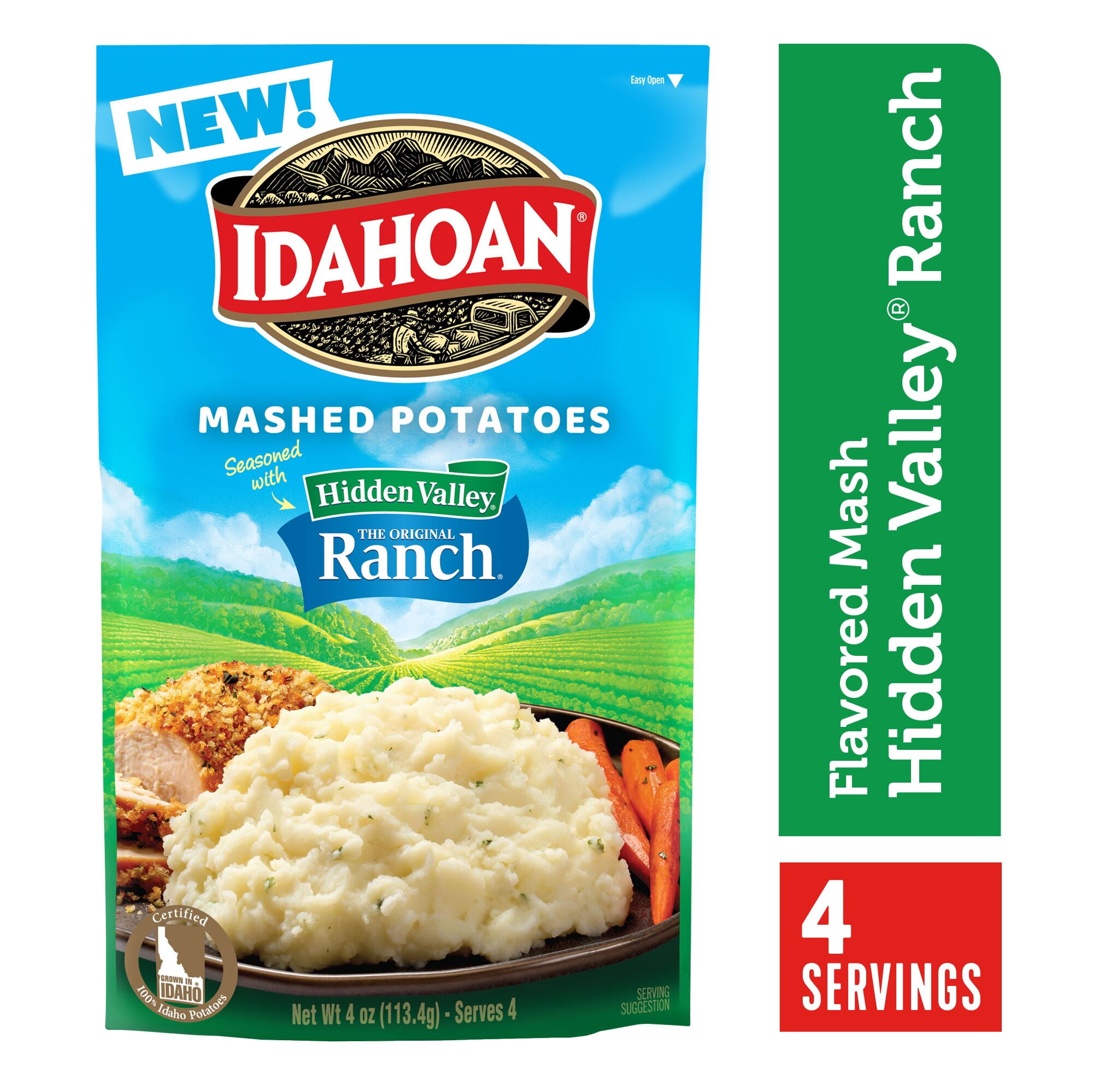Idahoan Instant Mashed Potato Mix Seasoned with Hidden Valley Original Ranch 4oz Walmart