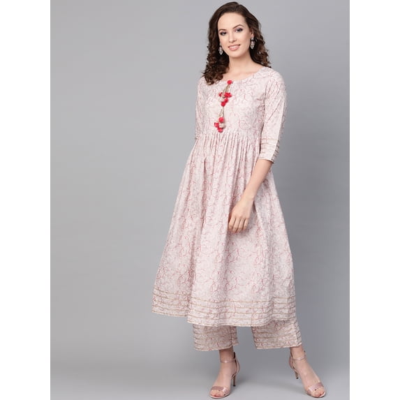Idalia Baby Pink Printed Flared Kurta Set