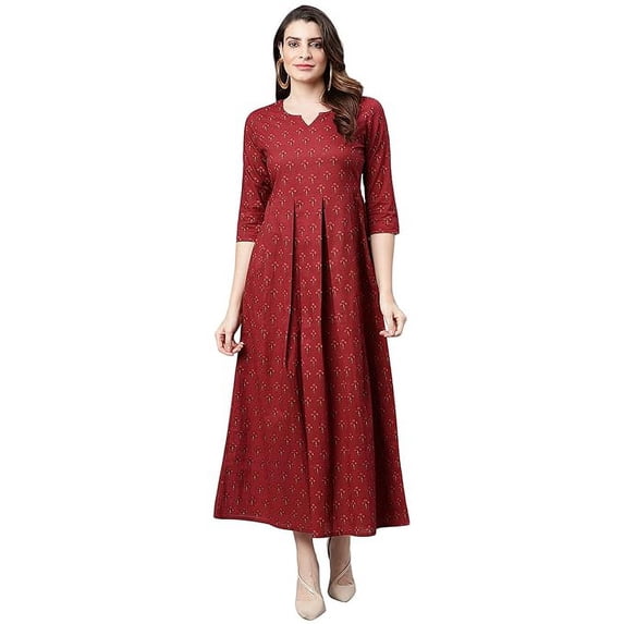 Idalia Maroon Printed Dress