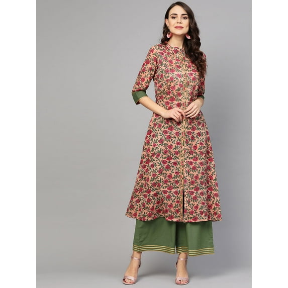 Idalia Pink Floral Print Kurta Set
