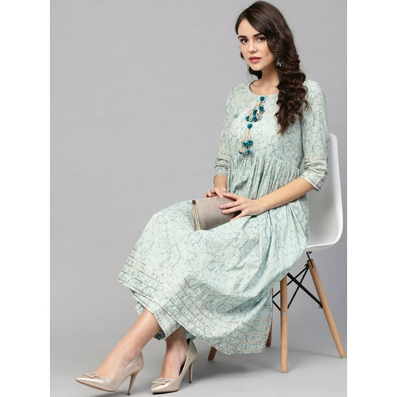 Idalia Sky Blue Printed Flared Kurta Set