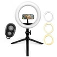 thumbnail image 1 of iDance LED Ring Light with Stand, 8", Portable Desk Ring Light with Cell Phone Holder and Tripod for Laptop, Selfie, USB Powered & Remote Controlled with Foldable & Adjustable Stand, 1 of 9