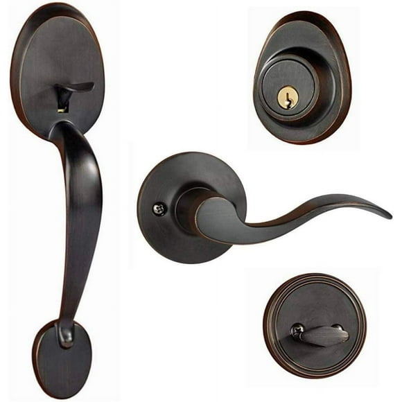 Dorence -Oil Rubbed Bronze Heavy Duty Single Cylinder Handleset with Wave Style Lever Handle