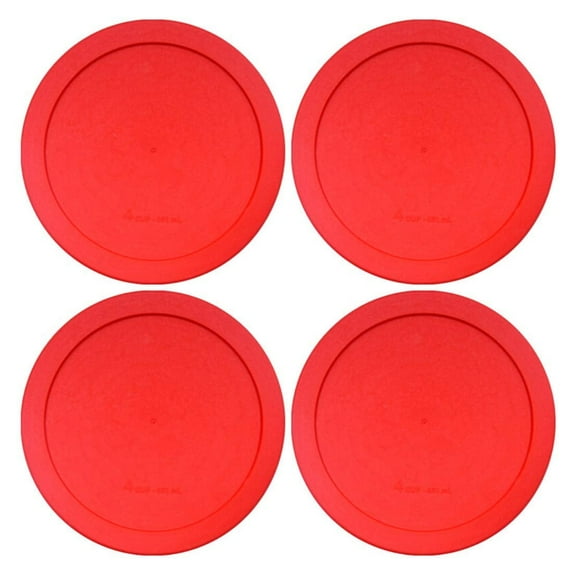 Idb | Lids For Pyrex And Anchor Round Glass Containers 4-Cups Red-4 Pack