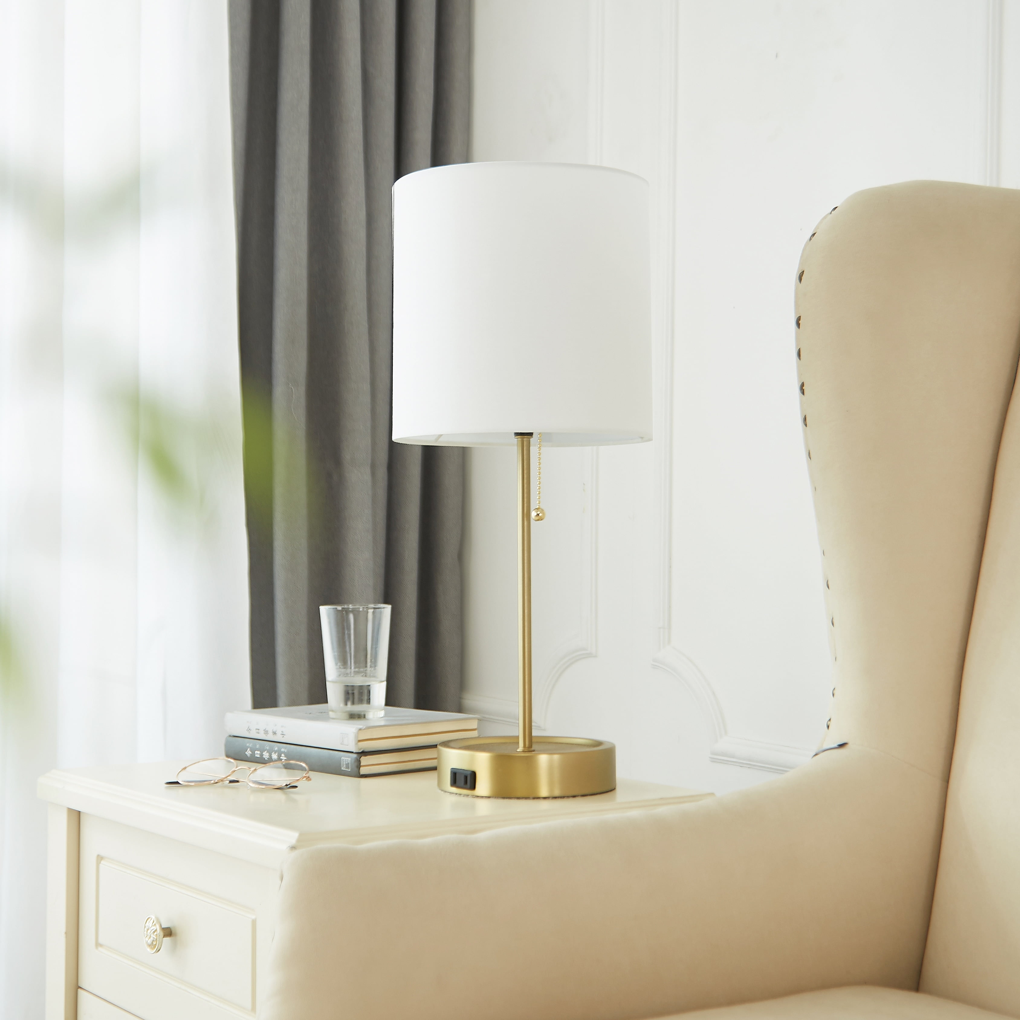 Idea Nuova College Caravan Stick Lamp with Metallic Catch-all Base Gold Gold