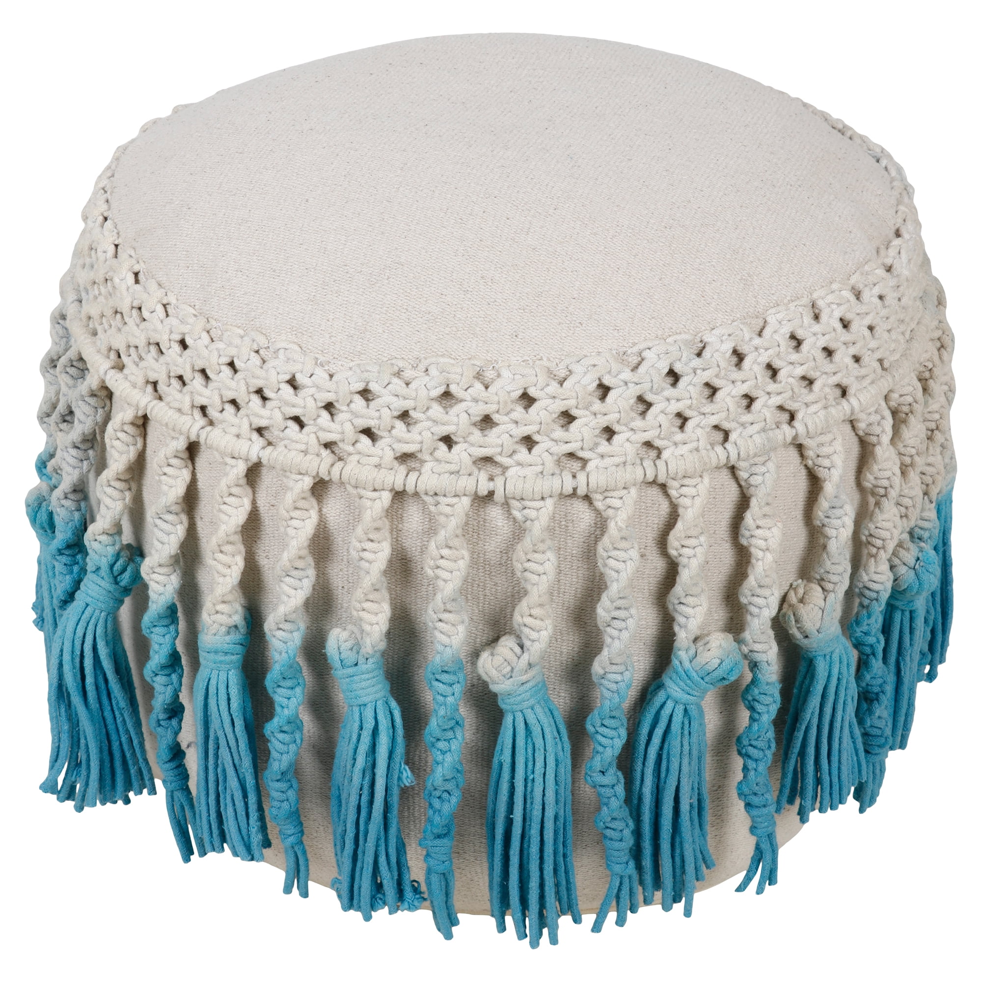 Better Homes & Gardens Macrame Pouf w/ Blue Ombre Fringe $20.52 + Free Shipping w/ Walmart+ or on $35+