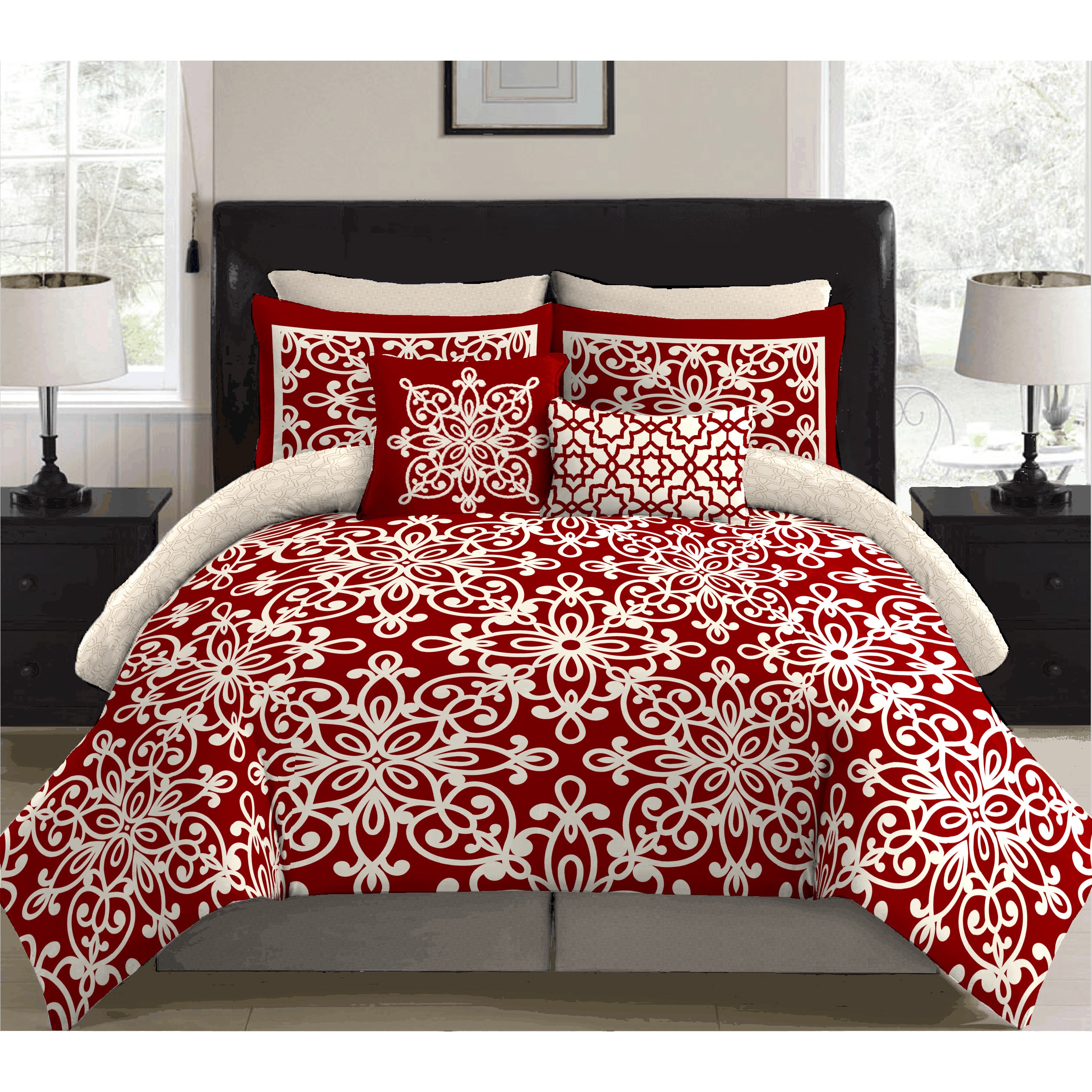 Idea Nuova Stylenest Scarleta Red Bed in a Bag Bedding Set Full