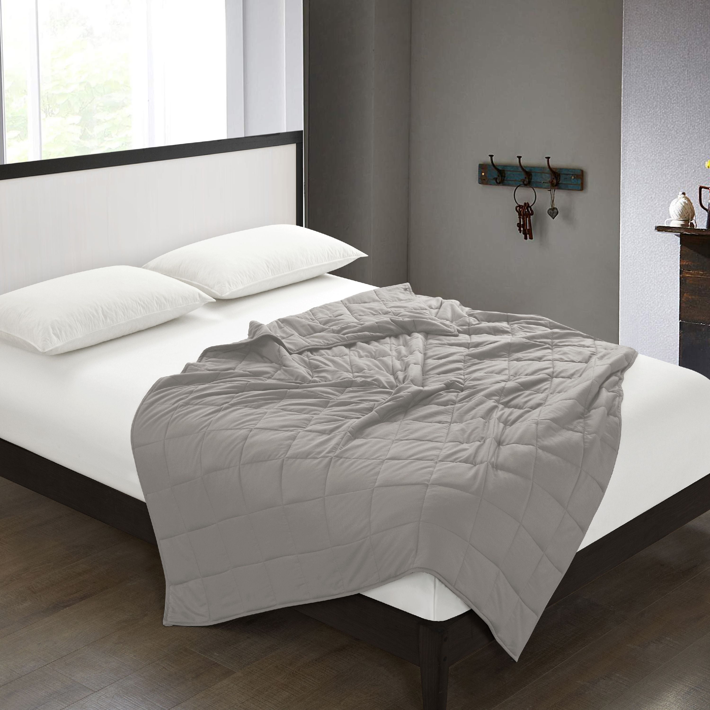 Gray Full Size Polyester Weighted Blanket with Glass Beads