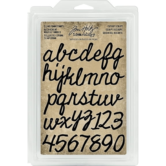 Idea-Ology Cling Foam Stamps 38/Pkg-Cutout Script Alpha & Numbers .75"-1.25"