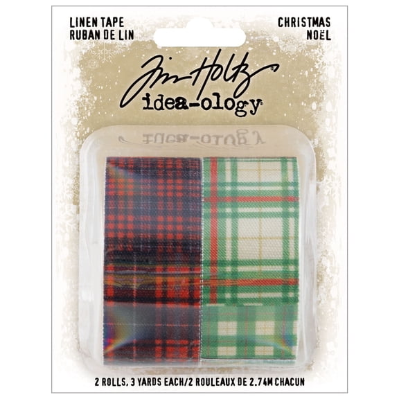 Idea-Ology Linen Tape 1"X3yd 2/Pkg-Patchwork Christmas