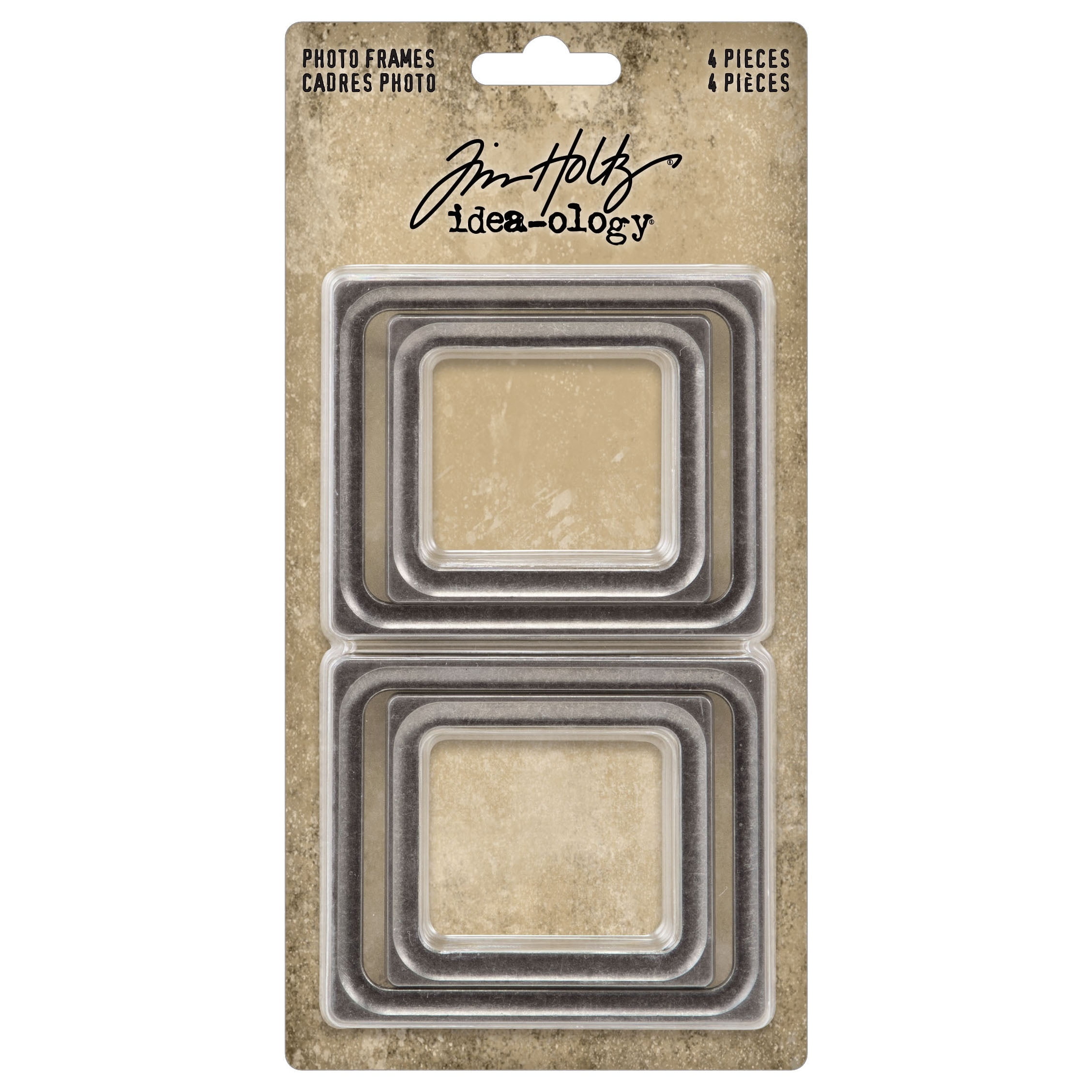 Small Brushed Silver Metal Photo Frames Set