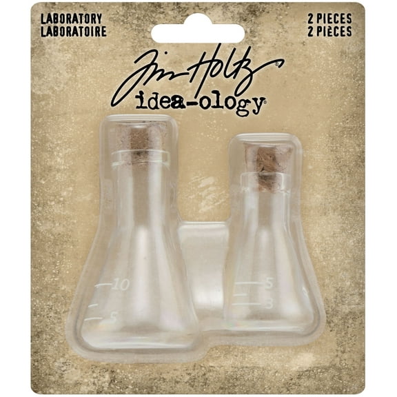 Idea-Ology Small Corked Glass Flasks 2/Pkg-Laboratory 2" To 2.375"