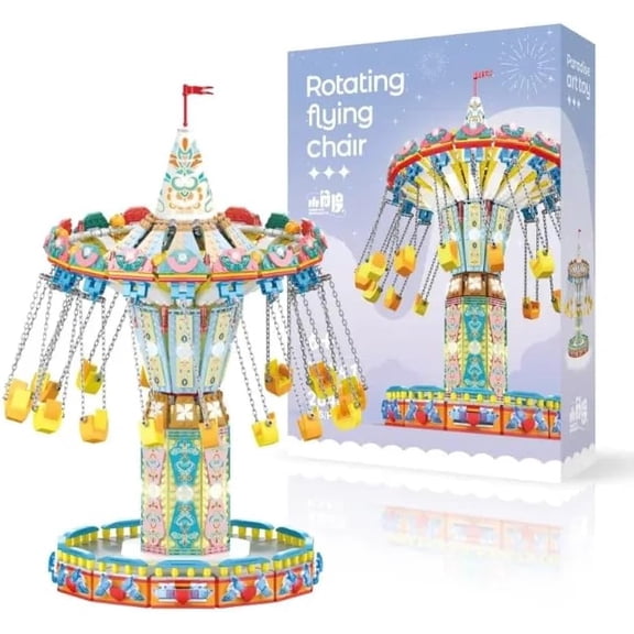 Idea Swing Ride Building Set, Motorized Electric Amusement Park Model with LED Light,Amusement Park Rotating Carnival Toy ,Display Construction Collection(2848pcs)