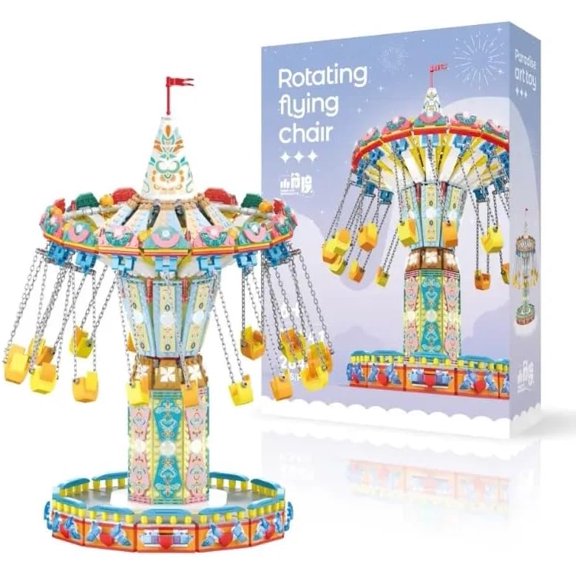 Idea Swing Ride Building Set, Motorized Electric Amusement Park Model with LED Light,Amusement Park Rotating Carnival Toy Gifts for Teens Adults, Display Construction Collection(2848pcs)