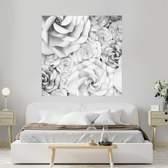 Idea4wall 2pcs 3D View Rose Pattern Stick Wallpaper Removable Wall Murals Large Wall Stickers for Home Decoration, 48"x48"