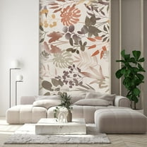 Idea4wall 2pcs Abstract Botanical Modern Leaf and Floral Design Earthy Tones Wall Murals, Removable Self-Adhesive Stick Wallpaper Large Wall Stickers for Home Decorative, 48"x108"