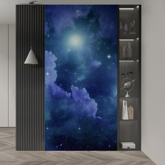 Idea4wall 2pcs Azure Nebula Galaxy Stick Wallpaper Removable Wall Murals Large Wall Stickers for Home Decoration, 108"x48"