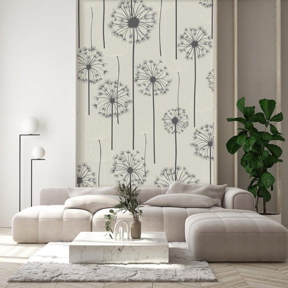 Idea4wall 2pcs Dandelion Dream Modern and Minimalist Floral Wall Murals, Removable Self-Adhesive Stick Wallpaper Large Wall Stickers for Home Decorative, 48"x72"