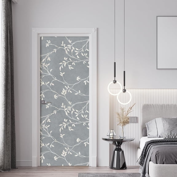 Idea4wall 2pcs Elegant Vine Pattern Modern Botanical Soft Gray & White Tones Wall Murals, Removable Self-Adhesive Stick Wallpaper Large Wall Stickers for Home Decorative, 48"x132"