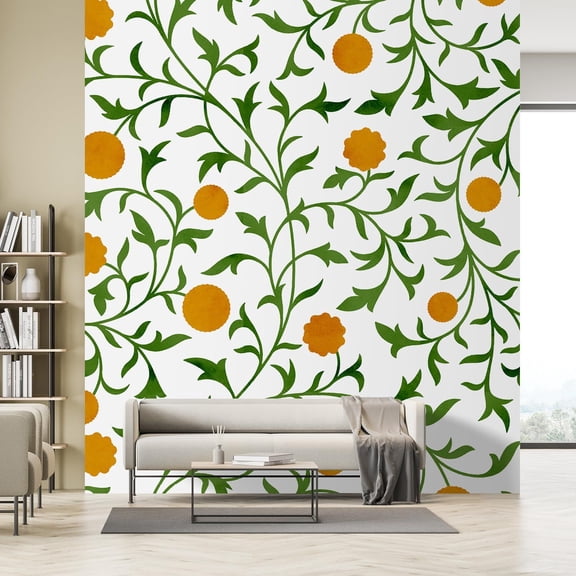 Idea4wall 2pcs Floral Bloom and Citrus Vibrant Design Wall Murals, Removable Self-Adhesive Stick Wallpaper Large Wall Stickers for Home Decorative, 48"x132"