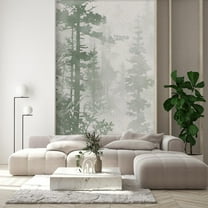 Idea4wall 2pcs Forest Silhouette Tranquil Shades of Green and Gray Wall Murals, Removable Self-Adhesive Stick Wallpaper Large Wall Stickers for Home Decorative, 48"x108"