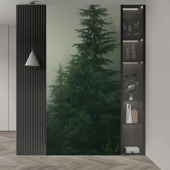 Idea4wall 2pcs Green Pine Trees Nursery Decor Stick Wallpaper Removable Wall Murals Large Wall Stickers for Home Decoration, 132"x48"