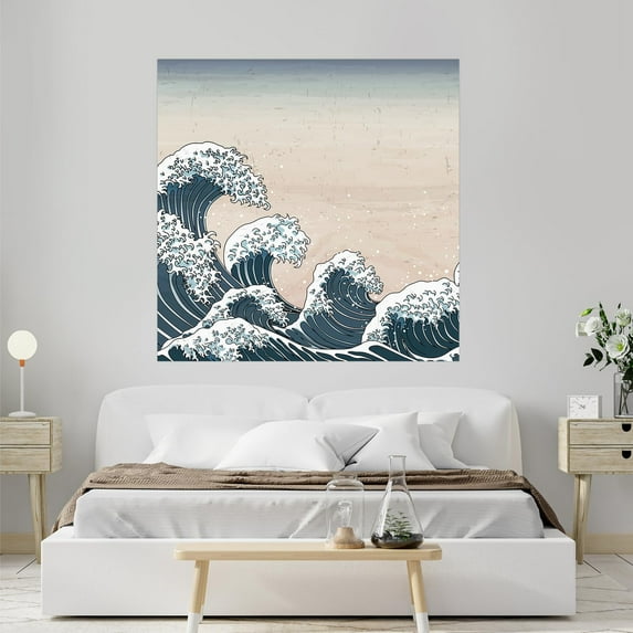 Idea4wall 2pcs Kobe River Japanese Style Stick Wallpaper Removable Wall Murals Large Wall Stickers for Home Decoration, 48"x48"