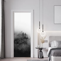 Idea4wall 2pcs Misty Mountain Landscape Black and White Foggy Forest Scene Wall Murals, Removable Self-Adhesive Stick Wallpaper Large Wall Stickers for Home Decorative, 48"x108"