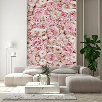 Idea4wall 2pcs Pink Peony Flower Romantic Garden Floral Lush Rose Wall Murals, Removable Self-Adhesive Stick Wallpaper Large Wall Stickers for Home Decorative, 48"x108"