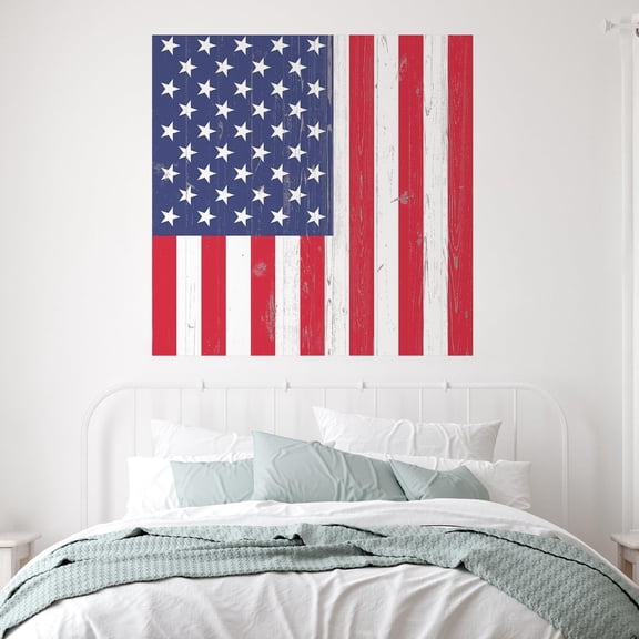 Idea4wall 2pcs Rustic American Flag Vintage Pattern Wall Murals, Not Peel and Stick, Non-Woven Wallpaper Large Wall Decoration for Rooms, 48"x48"