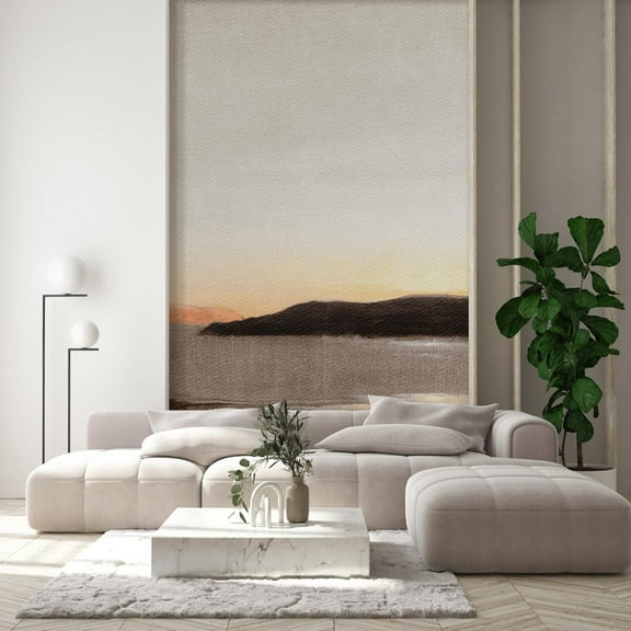 Idea4wall 2pcs Serene Sunset Tranquil Landscape Soft Beige and Brown Tones Wall Murals, Removable Self-Adhesive Stick Wallpaper Large Wall Stickers for Home Decorative, 48"x72"