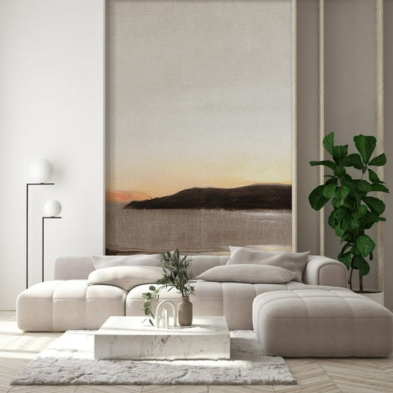 Idea4wall 2pcs Serene Sunset Tranquil Landscape Soft Beige and Brown Tones Wall Murals, Removable Self-Adhesive Stick Wallpaper Large Wall Stickers for Home Decorative, 48"x72"