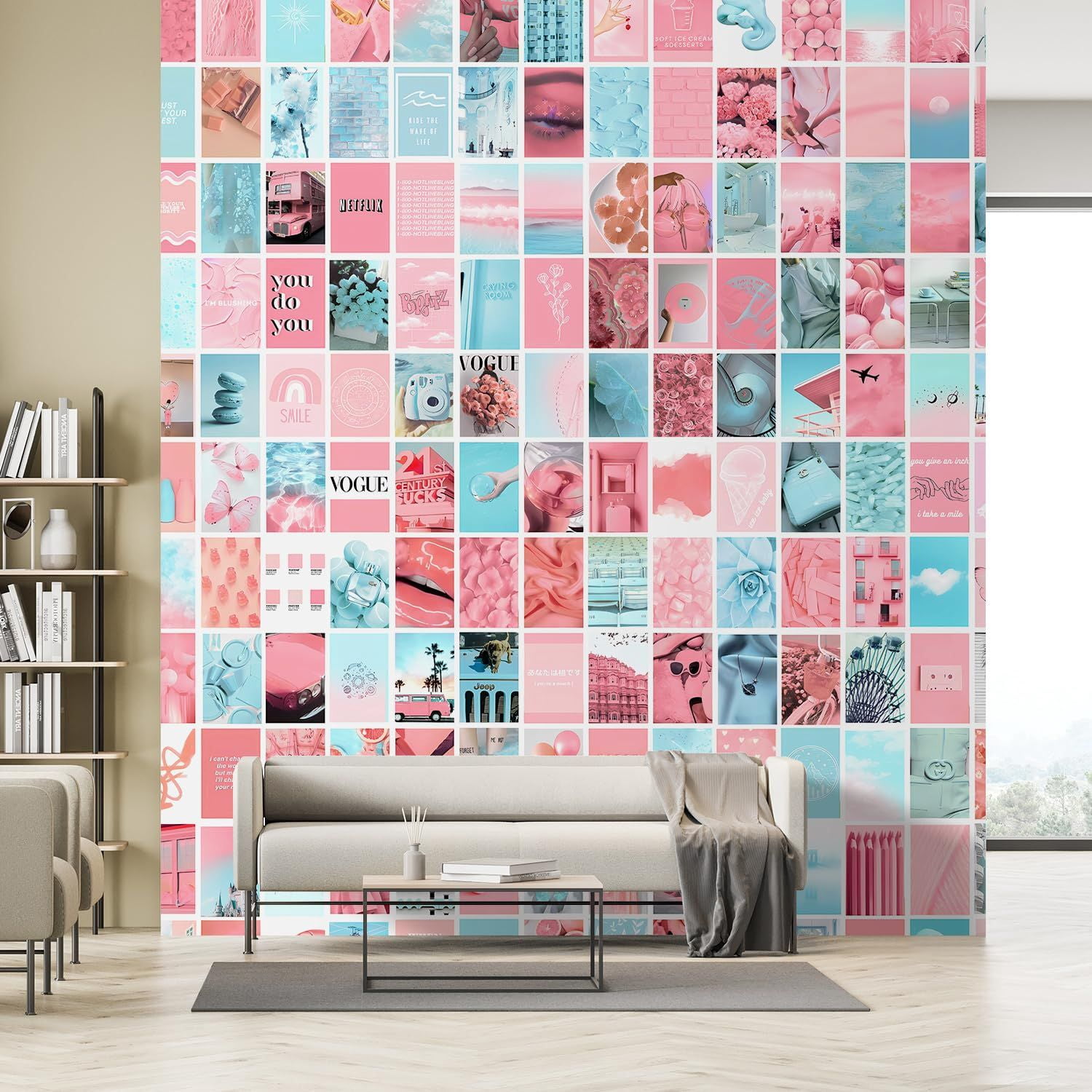 Idea4wall 2pcs Trendy Pink & Blue Lifestyle Chic and Vibrant Wall ...