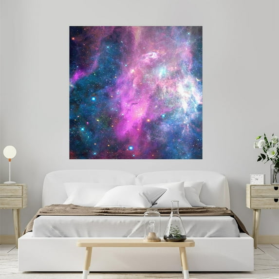 Idea4wall 2pcs Vibrant Pink Andromeda Galaxy Stick Wallpaper Removable Wall Murals Large Wall Stickers for Home Decoration, 48"x48"